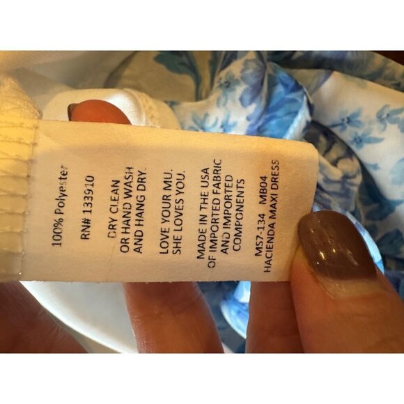 Show Me Your‎ Mumu Dress Women XS Blue White Floral Mama Blues Hacienda Maxi - Picture 12 of 12